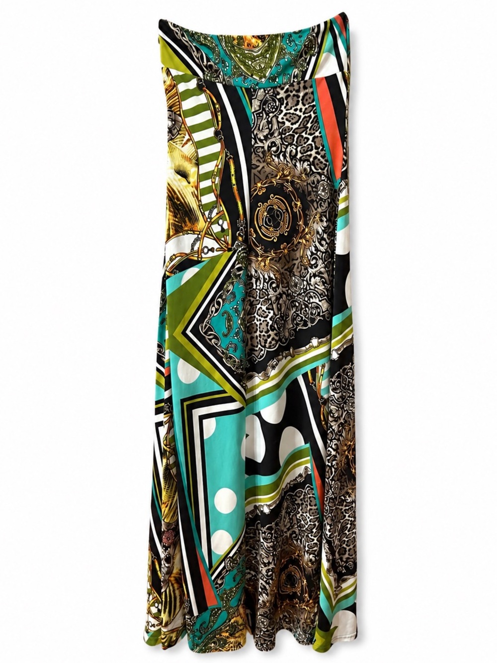 NIKIBIKI Strapless Scarf Print Maxi Dress Size Small - Picture 3 of 8